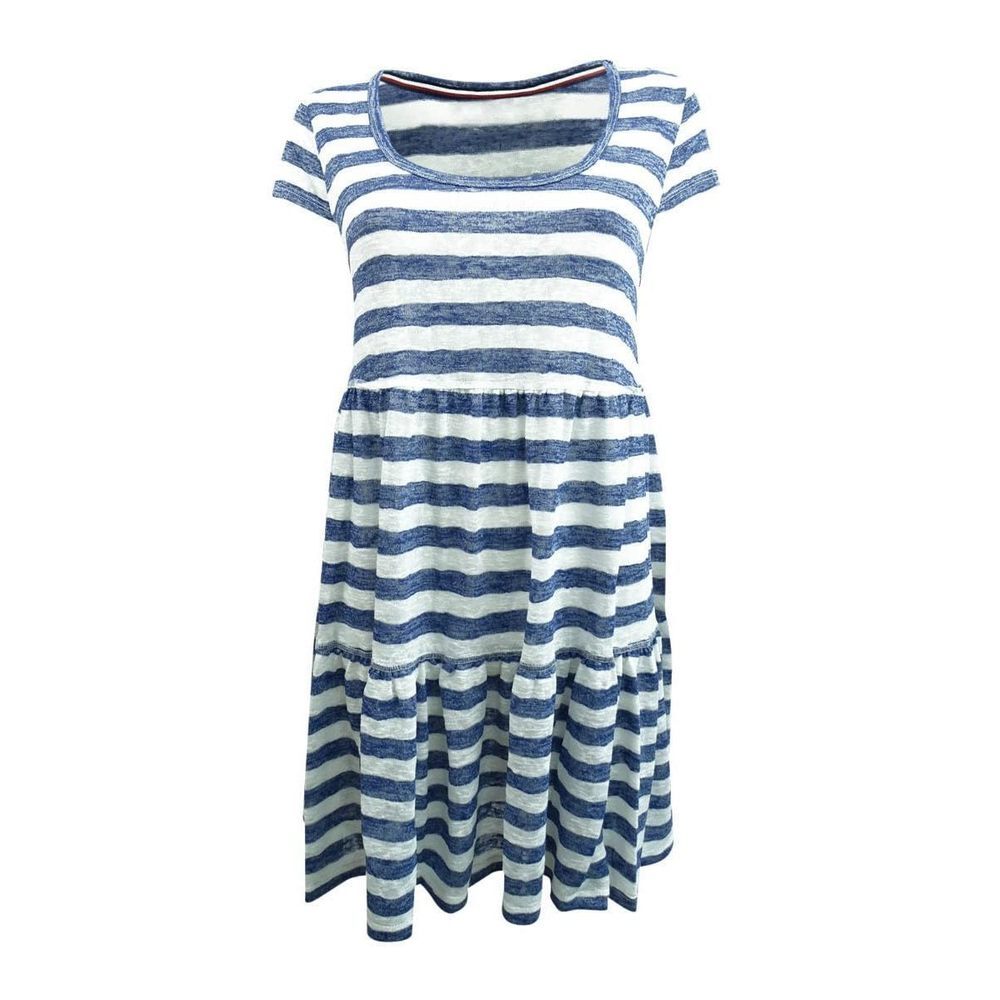Tommy Hilfiger Women's Wide Stripe Dress Swim Cover-Up L/XL Blue/White